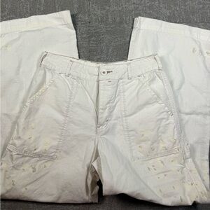 Free People Relaxed Work Painted Cargo Straight Leg Boho Womens Pants Size 4